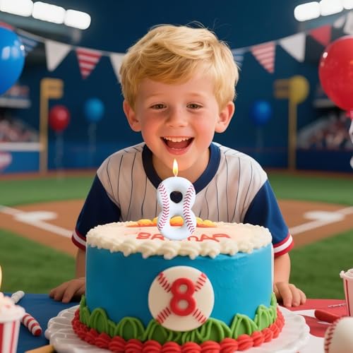 Baseball Birthday Number Candles for Cake White Number 1 Rookie of The Year 1st Birthday Candle Baseball Cake Topper for Baseball Birthday Party Decorations