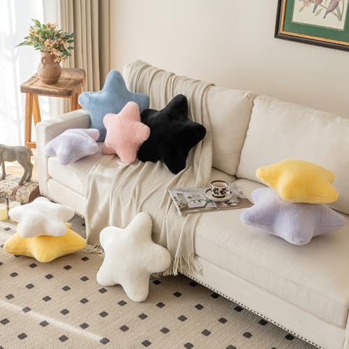 Star Pillow, Decorative Throw Pillow with Plush for Couch, Cute Decor Pillows for Bed, Aesthetic Star Shaped Pillow Fun Cushion for Sofa Living Room (Goose Yellow, 14.9 Inches)