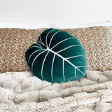 Green Philosophy Co. Philodendron Gloriosum Leaf Pillow - Forest Green