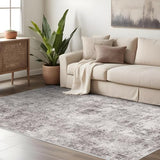 Abstract 3x5 Washable Rug: Modern Non Slip Area Rug Soft Carpet Foldable Distressed Stain Resistant Neutral Rugs for Hallway Living Room Bedroom Decor Indoor Small Farmhouse Rug 3'x5' Gray Cream