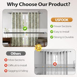 1 Inch Curtain Rods 72 to 144 Inches (6 to 12 ft) Telescoping Single Drapery Rod, USFOOK Black Curtain Rods for Windows 69 to 140 Inches, Decorative Translucent Finials