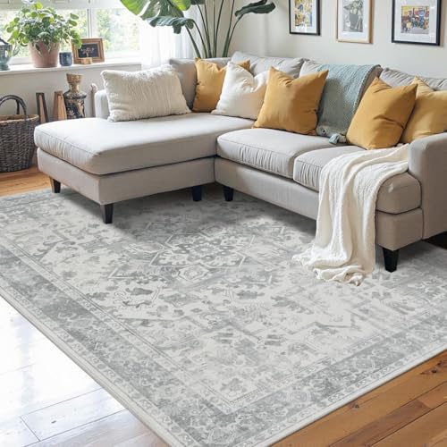 4x6 Vintage Boho Washable Rug for Bedroom(Grey)