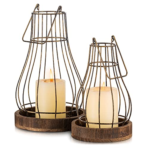 Romadedi Lantern Rustic Farmhouse Decor, Set of 2