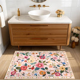 RELEANY Floral Washable 2x3 Area Rugs Doormat Pink