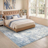 8x10 Area Rugs Washable Living Room Rug-No Slip Soft Carpets Modern Abstract Coastal Indoor Floor Stain Resistant Large Carpet for Bedroom Dining Room Farmhouse Nursery Home Office Blue
