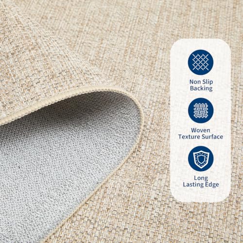 GarveeHome Easy Jute Rug 8x10 Washable Non Slip Solid Jute Living Room Rugs