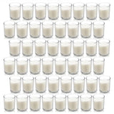 Housecret 48 Pack Warm White Unscented Clear Glass Filled Votive Candles. Hand Poured Wax Candle Ideal Gifts for Aromatherapy Spa Weddings Birthdays Holidays Party