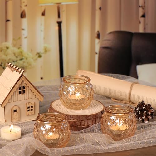 48 Pcs Gold Votive Candle Holders Round Glass Candle Holders Bulk