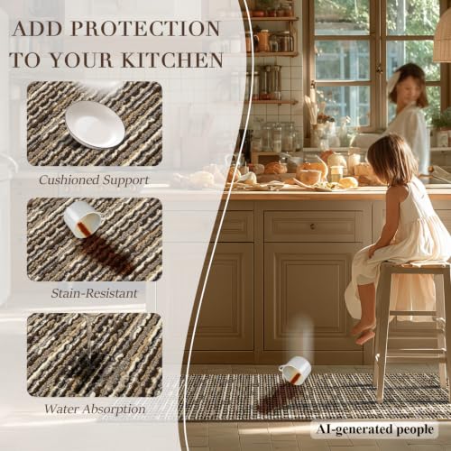 Kitchen Runner, 24"x79" Kitchen Mats for Floor, Brown