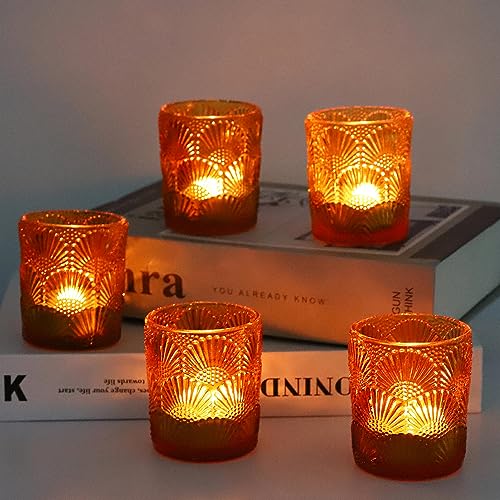Woho 12pcs Amber Votive Candle Holders, Tealight Holder for Thanksgiving