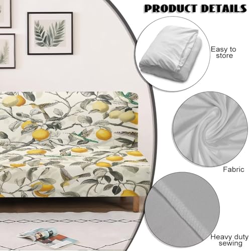 Lemon Bird Futon Covers Slipcover Full Size Stretchable Futon Sofa Cover Soft Washable Couch Slipcover with Elastic Bottom for Indoor