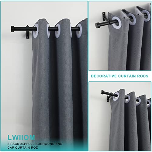 2-Pack Curtain Rod for Windows 16-28",Adjustable Window Curtain Rods with Premium Aluminum End Cap Finials and Full Surround Brackets,3/4"(0.075Feet) Diameter,Matte Black Drapery Rods for Curtains