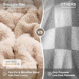 Snuggle Sac Checkered Throw Blanket Faux Fur Microfiber Blankets for Couch,Cozy Soft Warm Blanket for Sofa Bedroom Living Room,Solid Beige,50x60 inches