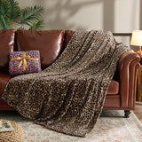 BEDELITE Fleece Blanket for Couch & Bed, Luxury Cheetah Plush Cozy Fuzzy Blanket, Leopard Print Throw 50"x 60", Dark Brown