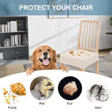 Smiry Stretch Jacquard Seat Covers for Dining Room Chairs Set of 6, Removable Washable Chair Seat Protector Slipcovers, No Rear Covers, Beige