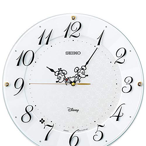 Seiko Clock Character Wall Clock, Adult Disney Mickey Mouse, Minnie Mouse, Radio, White Pearl, Diameter 12.9 x 1.8 inches (327 x 46 mm), FS513W