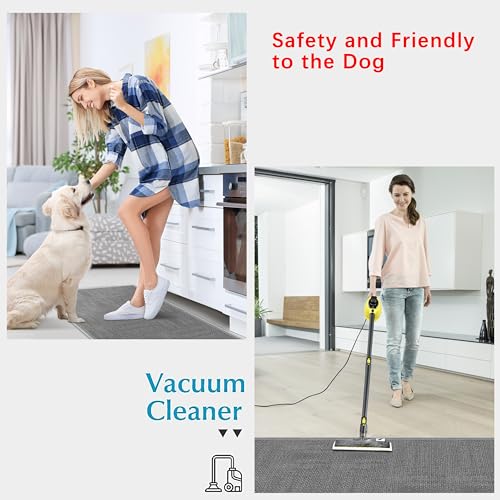 GOYLSER 12ft Hallway Runner Rugs Non Skid Washable, Absorbent Jute Kitchen Sink Rug Floor Runner Non Skid, Grey Long Laundry Room Rug Runner Mat