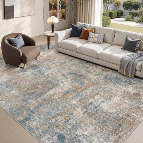 8x10 Area Rug for Living Room Washable Abstract Indoor Carpet
