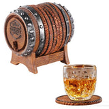 Whiskey Barrel Coasters Set 6 Full Size Non-Slip Cabin Decor Bar Coasters, for dad, Man Cave Gifts for Men and
