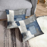 Emvency Set of 2 Throw Pillow Covers Modern Abstract Painting Blue White and Gray Decorative Sofa Pillow Cases Home Decor Standard Square 18x18 Inches Pillowcases