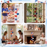 Capoda 4th of July Wood Hanging Decor Rustic Heart Patriotic Wreath Hanging Sign 250th Anniversary Independence Day Double-sided Wooden Wreaths, Labor Day Wall Decoration for Home Indoor Outdoor