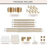 Warm Gold Bay Window Curtain Rods with Aluminum End Cap Finials and Brackets,Adjustable 36-72 Inch Center Rod for windows (24-68’’), 20-36 Inch Side Rods for windows (16-32’’),1 Inch Diameter