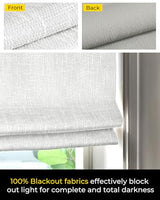 UNISHADES No Tools No Drill Cordless Roman Shades for Indoor Windows 100% Blackout, for Window Size 23" W × 64" H White