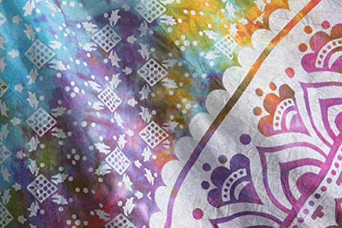 Popular Handicrafts Tapestry Wall Hanging Hippie Mandala Bohemian Hippy Medallion Psychedelic Ombre Design Indian Tapestries Bedspread 53 x 80 Iches (134cm x 203cm) Multicolor Tie Dye