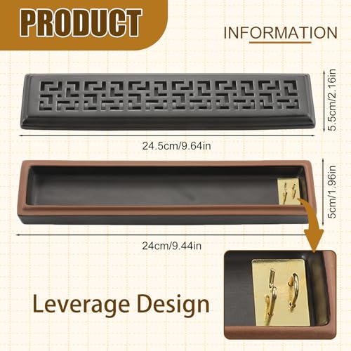 CEREMONY Incense Holder for Sticks, Ceramic Insence-Stick Holder Ash Catcher, Incense Holder Timkburner for Meditation Yoga Spa Room Incense Holder (Lever Brown)