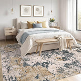 10x12 Area Rugs Living Room Abstract Washable Rug, Grey Gold
