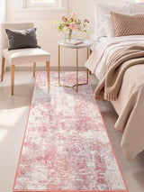 Macgace Washable Abstract Runner Rug, 2x6 Modern Area Rugs with Non-Slip Rubber Backed for Kitchen, Thin but Soft Contemporary Carpet Bedroom Entryway Hallway Decor, Pink