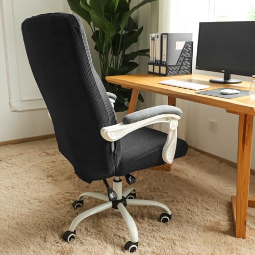 FORCHEER Large Office Chair Covers Stretchable XL Office Chair Cover, Big and Tall Computer Chair Covers (Large,Black)