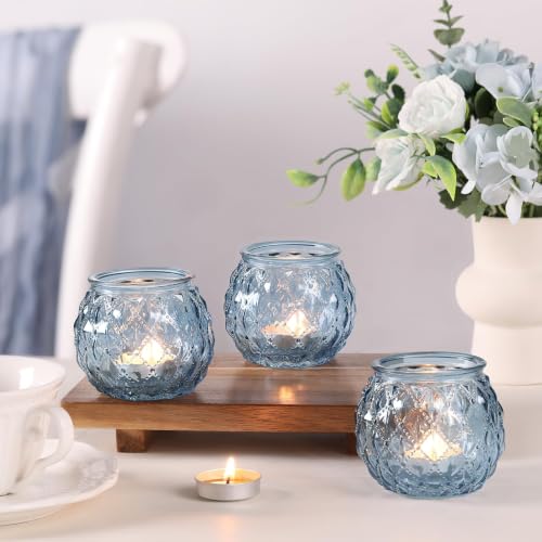 8 Pcs Blue Votive Candle Holders2.95"x2.56" Tealight Candle Holder