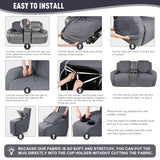 KinCam Loveseat Recliner Covers with Middle Console Slipcover, Recliner Sofa Covers 2 Seat Couch Cover Stripe Jacquard Furniture Protector Covers with Elastic Bottom for Kids, Pets (Dark Gray)