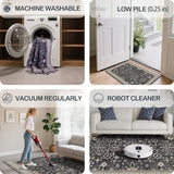 4x6 Area Rug for Bedroom Washable (Charcoal Blush Ivory)