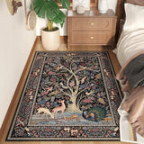 Rugcomf Area Rug 4x6 Washable Non Slip Tree of Life-Patterned, Black