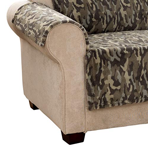 Innovative Textile Solutions Camo Plush Furniture Cover, Olive Green, Loveseat