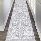 Pauwer Hallway Runner Rug 2x8, Washable Boho Kitchen Runner, Grey White