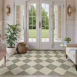 Checkered Print 5x7 Rugs for Living Room, Non Slip Soft Green Rugs for Bedroom Ultra Thin Washable Rugs 5x7, Moroccan Farmhouse Carpet for Playroom Kids Room, Classic Classroom Dorm Home Decor