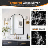 Delma Arched Bathroom Mirror, 24"x36" Wall Mounted Vanity Mirror for Bedroom, Living Room and Entryway, Black