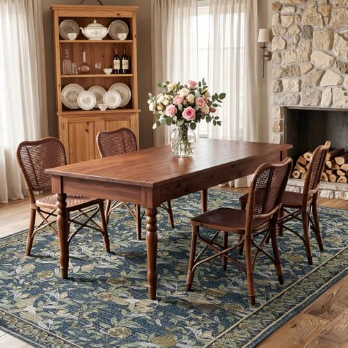 jinchan 8x10 Floral Vintage Washable Large Living Room Area Rug, Blue/Green