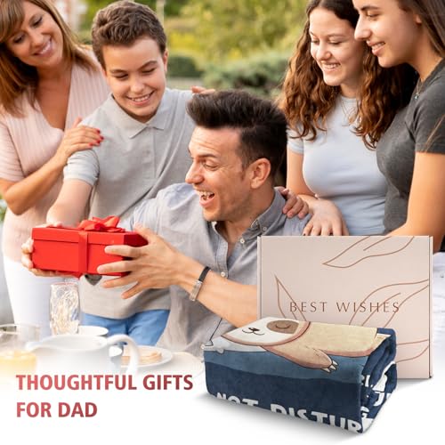 Funny Gift for Dad Fathers Day, Dads Birthday Gift from Daughter Son, Dad is Charging Sloth Blanket, Dads Gifts for Christmas, Soft Sloth Throws Blanket for Father 60" x 50"