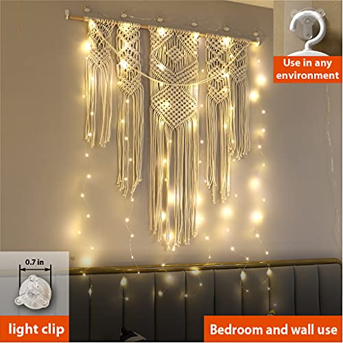 ZSJWL 3.3×5ft Short Curtain Lights with 8 Hook for Small Windows, 96 LED Warm White Photo Clips String Light with 52 Clear Clips, Remote Control 8 Modes USB Fairy Lights for Bedroom, Party, Wall