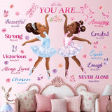 DECOWALL SG2-2319 Black Girl Magic Ballerina Wall Stickers Decals Afro Art Women Inspirational Bedroom Nursery Gift Beautiful playroom Kids décor Baby Butterfly Decoration Motivational Room