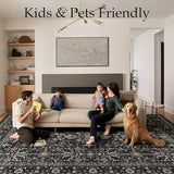 Ruaruarug Washable Area Rug 8x10 for Living Room, Bedroom, Ultra Soft Non Slip Stain & Fade Resistant, Pet & Kids Friendly, Suitable for High Traffic Areas Easy to Clean for Office Kitchen, Black Grey