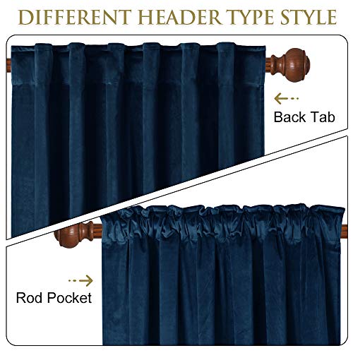 StangH Navy Blue Velvet Curtains 96 inches Long for Living Room, Luxury Blackout Sliding Door Curtains Thermal Insulated Window Drapes for Bedroom, W52 x L96 inches, 1 Panel