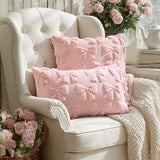 MIULEE Light Pink Bow Pillow Covers Coquette Room Decor Aesthetic Set of 2 Spring Decorative Cute Girl Soft Plush Faux Pillowcase for Preppy Room Decor Bedroom Couch,18x18 Inch