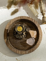 Hanobe Round Wood Candle Holder Trays, Small Coffee Table Centerpiece, 7.8"