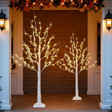 Dazzle Bright 2 Pack Lighted Birch Tree, 4 FT Total 96 LED Pre-lit Artificial Christmas Tree with Timer, Christmas Decorations Indoor Outdoor for Home Garden Party Thanksgiving Decor, Warm White