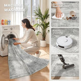 Washable Area Rug 5x7, Modern Abstract Carpet for Bedroom Grey